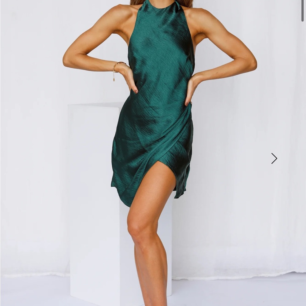 Hello Molly Teal Satin Midi Dress